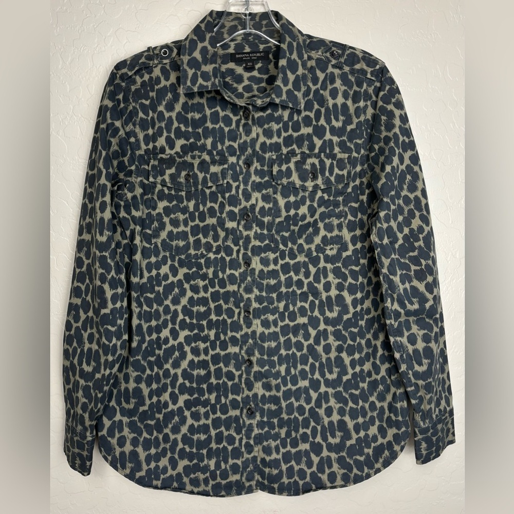 Banana Republic Utility Dillon Leopard Button Down Shacket Camp Outdoor XS 0614